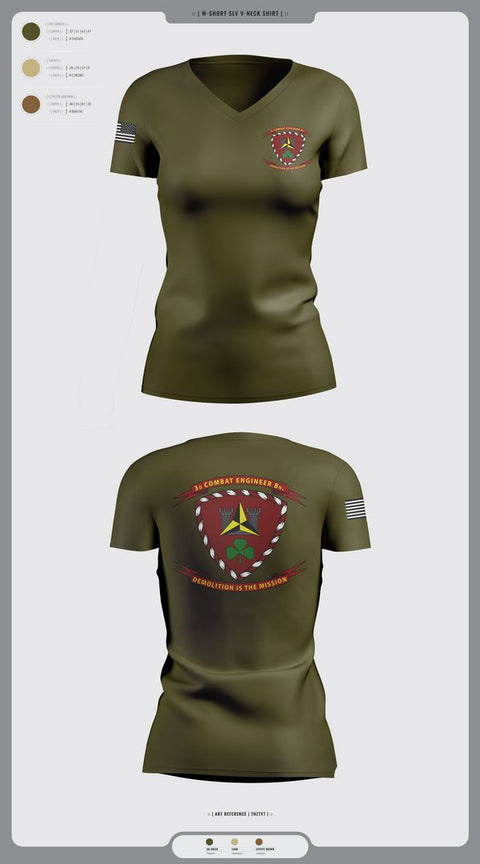 Womens Short Sleeve Vneck Shirt, 3d Combat Engineer Battalion, , Teamtime, Team time, sublimation, custom sports apparel, team uniforms, spirit wear, spiritwear, sports uniforms, custom shirts, team store, custom team store, fundraiser sports, apparel fundraiser