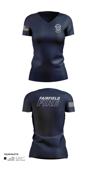 Womens Short Sleeve Vneck Shirt, Fairfield Fire Department, Fire Department, Teamtime, Team time, sublimation, custom sports apparel, team uniforms, spirit wear, spiritwear, sports uniforms, custom shirts, team store, custom team store, fundraiser sports, apparel fundraiser