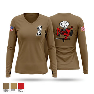 Womens Long Sleeve Vneck Shirt, BATTLE COMPANY 1-508PIR, Army, Teamtime, Team time, sublimation, custom sports apparel, team uniforms, spirit wear, spiritwear, sports uniforms, custom shirts, team store, custom team store, fundraiser sports, apparel fundraiser
