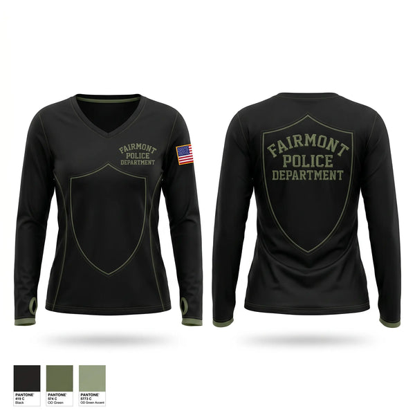 Womens Long Sleeve Vneck Shirt, Fairmont Police Department, Police, Teamtime, Team time, sublimation, custom sports apparel, team uniforms, spirit wear, spiritwear, sports uniforms, custom shirts, team store, custom team store, fundraiser sports, apparel fundraiser