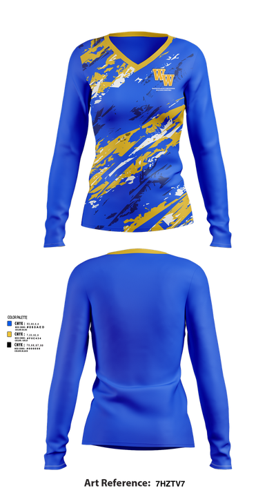 Washington-Wilkes Comprehensive High School Basketball 67951980 Women's Long Sleeve V-neck Shirt - 41