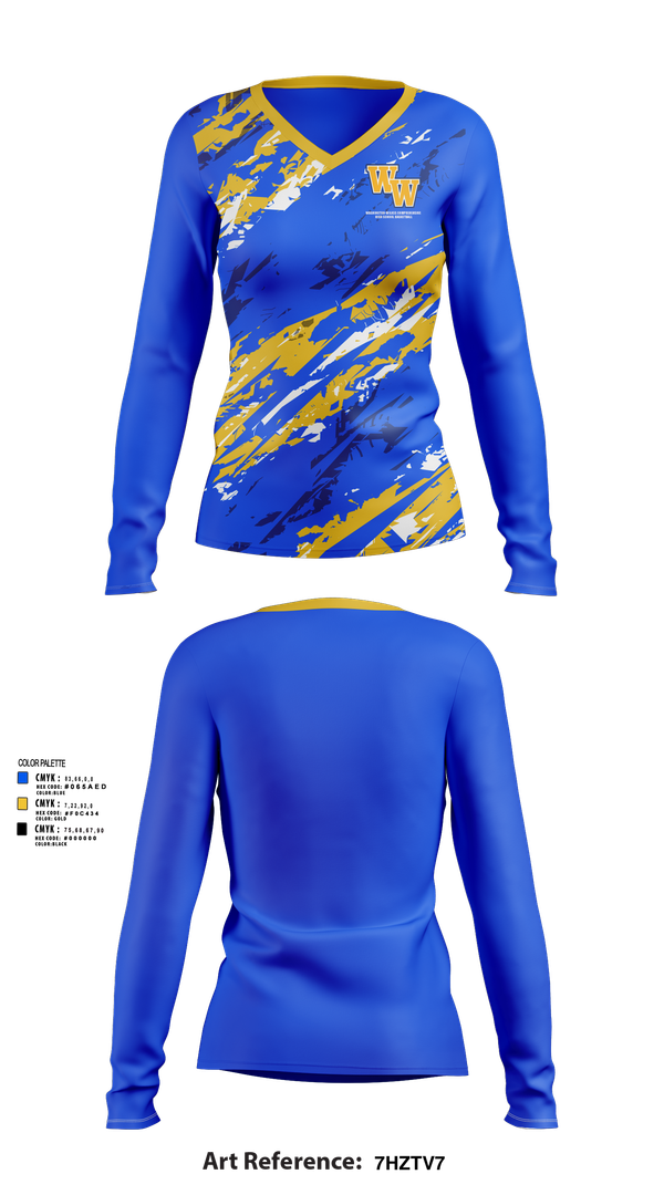 Womens Long Sleeve Vneck Shirt, Washington-Wilkes Comprehensive High School Basketball, Women's Basketball, Teamtime, Team time, sublimation, custom sports apparel, team uniforms, spirit wear, spiritwear, sports uniforms, custom shirts, team store, custom team store, fundraiser sports, apparel fundraiser