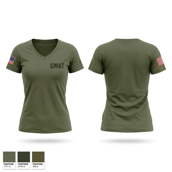 Womens Short Sleeve Vneck Shirt, SWAT, Police, Teamtime, Team time, sublimation, custom sports apparel, team uniforms, spirit wear, spiritwear, sports uniforms, custom shirts, team store, custom team store, fundraiser sports, apparel fundraiser