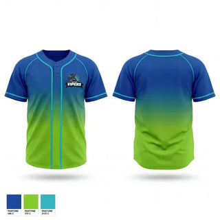 Two Button Softball Jersey, Whidbey Island Vipers, Softball, Teamtime, Team time, sublimation, custom sports apparel, team uniforms, spirit wear, spiritwear, sports uniforms, custom shirts, team store, custom team store, fundraiser sports, apparel fundraiser