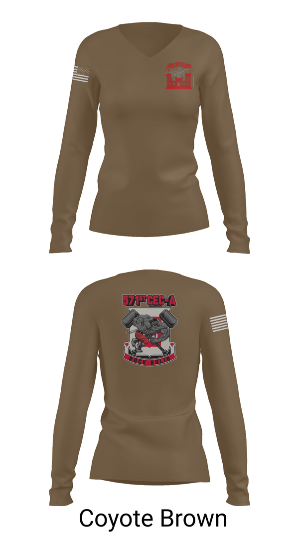Womens Long Sleeve Vneck Shirt, 571st CEC-A, , Teamtime, Team time, sublimation, custom sports apparel, team uniforms, spirit wear, spiritwear, sports uniforms, custom shirts, team store, custom team store, fundraiser sports, apparel fundraiser