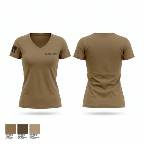 Womens Short Sleeve Vneck Shirt, BLACKFORD, Army, Teamtime, Team time, sublimation, custom sports apparel, team uniforms, spirit wear, spiritwear, sports uniforms, custom shirts, team store, custom team store, fundraiser sports, apparel fundraiser