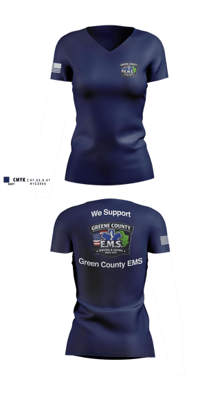 Womens Short Sleeve Vneck Shirt, Greene County EMS, EMS/EMT, Teamtime, Team time, sublimation, custom sports apparel, team uniforms, spirit wear, spiritwear, sports uniforms, custom shirts, team store, custom team store, fundraiser sports, apparel fundraiser