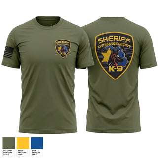 Old School Cotton Feel Shirt, Livingston Co Sheriff K9, Police, Teamtime, Team time, sublimation, custom sports apparel, team uniforms, spirit wear, spiritwear, sports uniforms, custom shirts, team store, custom team store, fundraiser sports, apparel fundraiser
