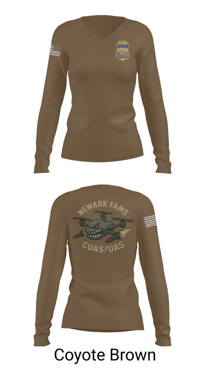 Newark FAMS 70077799 Women's Long Sleeve V-neck Shirt - 16