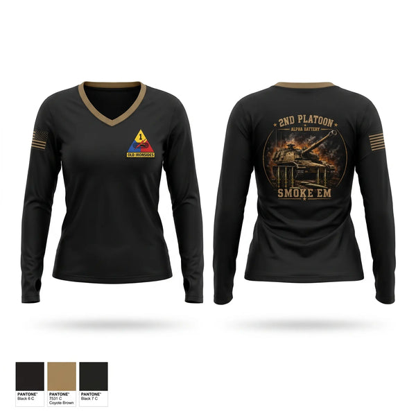 Womens Long Sleeve Vneck Shirt, 4-1 FA, Army, Teamtime, Team time, sublimation, custom sports apparel, team uniforms, spirit wear, spiritwear, sports uniforms, custom shirts, team store, custom team store, fundraiser sports, apparel fundraiser