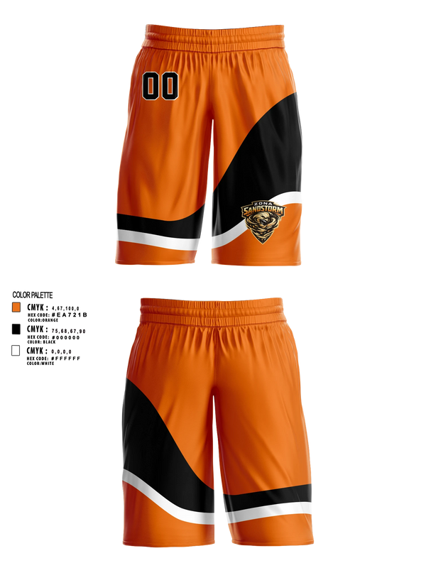 Mens Basketball Shorts, Zona Sandstorm, Men's Basketball, Teamtime, Team time, sublimation, custom sports apparel, team uniforms, spirit wear, spiritwear, sports uniforms, custom shirts, team store, custom team store, fundraiser sports, apparel fundraiser
