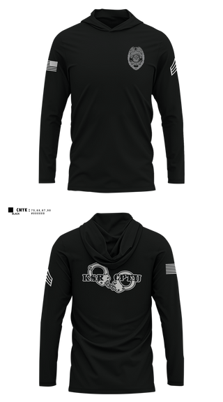 Long Sleeve Performance Shirt with hood, KYDOC, Police, Teamtime, Team time, sublimation, custom sports apparel, team uniforms, spirit wear, spiritwear, sports uniforms, custom shirts, team store, custom team store, fundraiser sports, apparel fundraiser