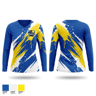 Womens Long Sleeve Vneck Shirt, Capital Area Mainiacs, Softball, Teamtime, Team time, sublimation, custom sports apparel, team uniforms, spirit wear, spiritwear, sports uniforms, custom shirts, team store, custom team store, fundraiser sports, apparel fundraiser