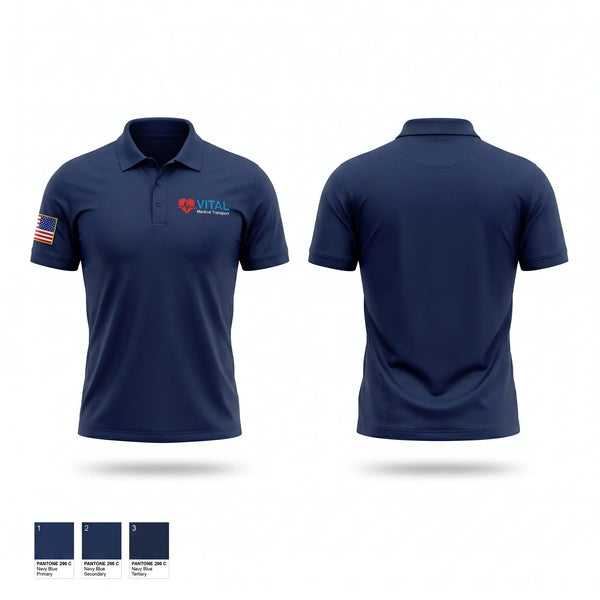Short Sleeve Performance Polo, Vital Medical, EMS/EMT, Teamtime, Team time, sublimation, custom sports apparel, team uniforms, spirit wear, spiritwear, sports uniforms, custom shirts, team store, custom team store, fundraiser sports, apparel fundraiser