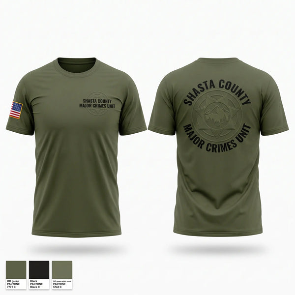 Old School Cotton Feel Shirt, Shasta County Major Crimes Unit, Police, Teamtime, Team time, sublimation, custom sports apparel, team uniforms, spirit wear, spiritwear, sports uniforms, custom shirts, team store, custom team store, fundraiser sports, apparel fundraiser