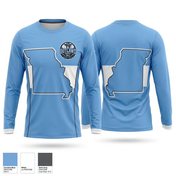 Long Sleeve Performance Shirt, Munford Outlaws, Baseball, Teamtime, Team time, sublimation, custom sports apparel, team uniforms, spirit wear, spiritwear, sports uniforms, custom shirts, team store, custom team store, fundraiser sports, apparel fundraiser