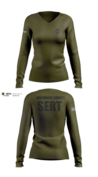 Womens Long Sleeve Vneck Shirt, Sheriff’s Emergency Response Team (SERT), Police, Teamtime, Team time, sublimation, custom sports apparel, team uniforms, spirit wear, spiritwear, sports uniforms, custom shirts, team store, custom team store, fundraiser sports, apparel fundraiser