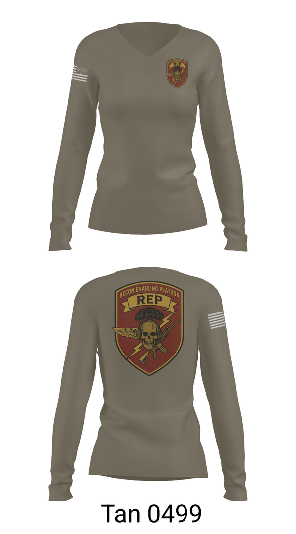 Womens Long Sleeve Vneck Shirt, 3D Force Recon REP, Marines, Teamtime, Team time, sublimation, custom sports apparel, team uniforms, spirit wear, spiritwear, sports uniforms, custom shirts, team store, custom team store, fundraiser sports, apparel fundraiser