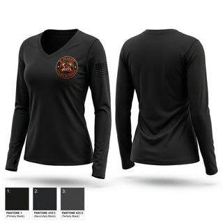 Womens Long Sleeve Vneck Shirt, 364 RCS B Flight, Air Force, Teamtime, Team time, sublimation, custom sports apparel, team uniforms, spirit wear, spiritwear, sports uniforms, custom shirts, team store, custom team store, fundraiser sports, apparel fundraiser