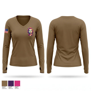 Womens Long Sleeve Vneck Shirt, 2617-M, Navy, Teamtime, Team time, sublimation, custom sports apparel, team uniforms, spirit wear, spiritwear, sports uniforms, custom shirts, team store, custom team store, fundraiser sports, apparel fundraiser