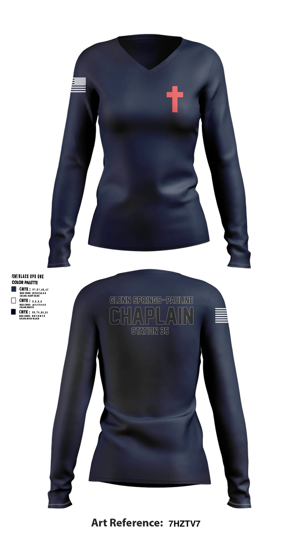 Womens Long Sleeve Vneck Shirt, Chaplain 35, Fire Department, Teamtime, Team time, sublimation, custom sports apparel, team uniforms, spirit wear, spiritwear, sports uniforms, custom shirts, team store, custom team store, fundraiser sports, apparel fundraiser