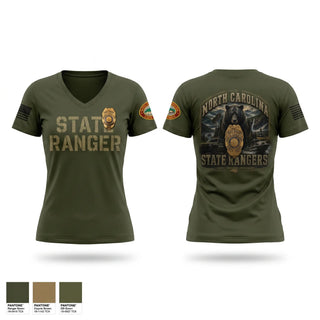 Womens Short Sleeve Vneck Shirt, NC DNCR State Ranger, Police, Teamtime, Team time, sublimation, custom sports apparel, team uniforms, spirit wear, spiritwear, sports uniforms, custom shirts, team store, custom team store, fundraiser sports, apparel fundraiser