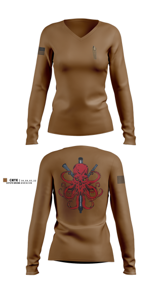 Womens Long Sleeve Vneck Shirt, Kraken, Army, Teamtime, Team time, sublimation, custom sports apparel, team uniforms, spirit wear, spiritwear, sports uniforms, custom shirts, team store, custom team store, fundraiser sports, apparel fundraiser