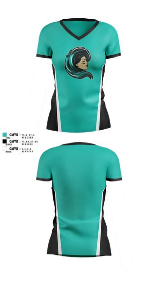 Womens Short Sleeve Vneck Shirt, Jersey Shore Wave, , Teamtime, Team time, sublimation, custom sports apparel, team uniforms, spirit wear, spiritwear, sports uniforms, custom shirts, team store, custom team store, fundraiser sports, apparel fundraiser