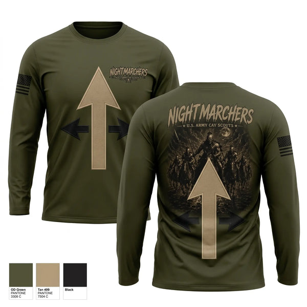 Long Sleeve Performance Shirt, Nightmarchers, Army, Teamtime, Team time, sublimation, custom sports apparel, team uniforms, spirit wear, spiritwear, sports uniforms, custom shirts, team store, custom team store, fundraiser sports, apparel fundraiser
