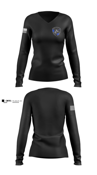 Womens Long Sleeve Vneck Shirt, Florence PD K9- Unit, Police, Teamtime, Team time, sublimation, custom sports apparel, team uniforms, spirit wear, spiritwear, sports uniforms, custom shirts, team store, custom team store, fundraiser sports, apparel fundraiser