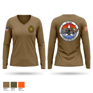 Womens Long Sleeve Vneck Shirt, 221 Combat Communications Squadron, Air Force, Teamtime, Team time, sublimation, custom sports apparel, team uniforms, spirit wear, spiritwear, sports uniforms, custom shirts, team store, custom team store, fundraiser sports, apparel fundraiser