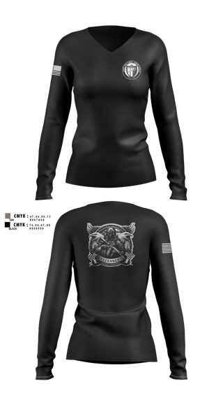 Womens Long Sleeve Vneck Shirt, , National Guard, Teamtime, Team time, sublimation, custom sports apparel, team uniforms, spirit wear, spiritwear, sports uniforms, custom shirts, team store, custom team store, fundraiser sports, apparel fundraiser