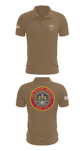Short Sleeve Performance Polo, USS Rafael Peralta DDG 115, Navy, Teamtime, Team time, sublimation, custom sports apparel, team uniforms, spirit wear, spiritwear, sports uniforms, custom shirts, team store, custom team store, fundraiser sports, apparel fundraiser