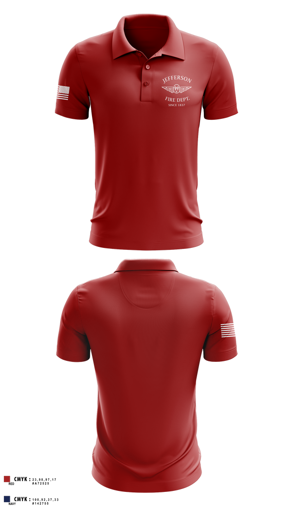 Short Sleeve Performance Polo, Jefferson vol Fire Dept, Fire Department, Teamtime, Team time, sublimation, custom sports apparel, team uniforms, spirit wear, spiritwear, sports uniforms, custom shirts, team store, custom team store, fundraiser sports, apparel fundraiser