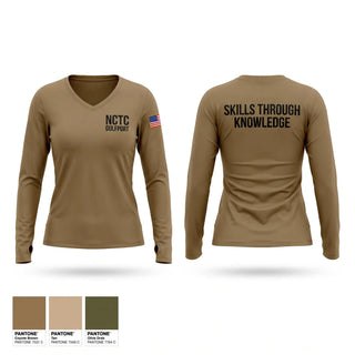 Womens Long Sleeve Vneck Shirt, NCTC GULFPORT, Navy, Teamtime, Team time, sublimation, custom sports apparel, team uniforms, spirit wear, spiritwear, sports uniforms, custom shirts, team store, custom team store, fundraiser sports, apparel fundraiser