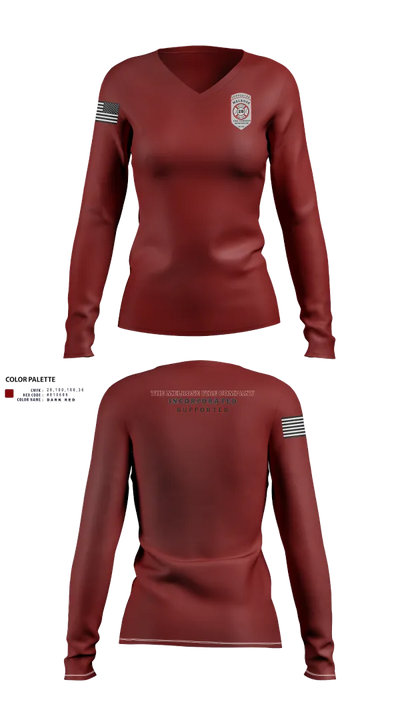 The Melrose Fire Company Incorporated 84438539 Women's Long Sleeve V-neck Shirt - 32