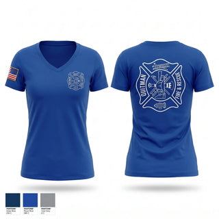 Womens Short Sleeve Vneck Shirt, Quitman fire and rescue, Fire Department, Teamtime, Team time, sublimation, custom sports apparel, team uniforms, spirit wear, spiritwear, sports uniforms, custom shirts, team store, custom team store, fundraiser sports, apparel fundraiser