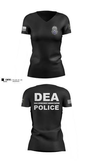 Womens Short Sleeve Vneck Shirt, DEA DC 45, Police, Teamtime, Team time, sublimation, custom sports apparel, team uniforms, spirit wear, spiritwear, sports uniforms, custom shirts, team store, custom team store, fundraiser sports, apparel fundraiser