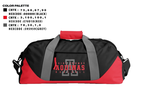 Duffle Bag, St. Thomas Aquinas, Baseball, Teamtime, Team time, sublimation, custom sports apparel, team uniforms, spirit wear, spiritwear, sports uniforms, custom shirts, team store, custom team store, fundraiser sports, apparel fundraiser
