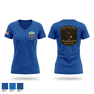 Womens Short Sleeve Vneck Shirt, East Manatee, Fire Department, Teamtime, Team time, sublimation, custom sports apparel, team uniforms, spirit wear, spiritwear, sports uniforms, custom shirts, team store, custom team store, fundraiser sports, apparel fundraiser