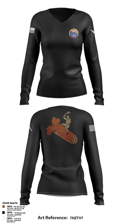 Missile Techs 24768628 Women's Long Sleeve V-neck Shirt - 103