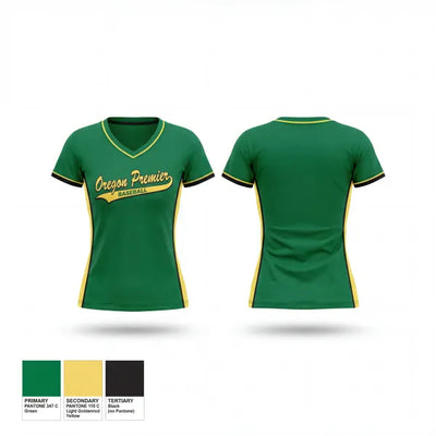Oregon Premier Baseball 46210362 Women's Short Sleeve V-neck Shirt - 1