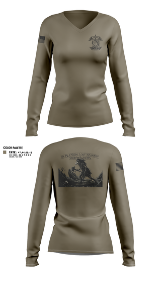 Womens Long Sleeve Vneck Shirt, Bco 1-167IN, Army, Teamtime, Team time, sublimation, custom sports apparel, team uniforms, spirit wear, spiritwear, sports uniforms, custom shirts, team store, custom team store, fundraiser sports, apparel fundraiser