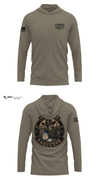 Long Sleeve hooded sunshirt, 2nd Platoon Vaqueros, Army, Teamtime, Team time, sublimation, custom sports apparel, team uniforms, spirit wear, spiritwear, sports uniforms, custom shirts, team store, custom team store, fundraiser sports, apparel fundraiser