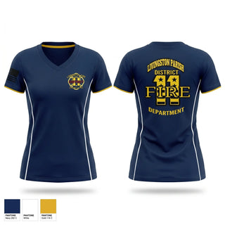 Womens Short Sleeve Vneck Shirt, Livingston Fire District 11, Fire Department, Teamtime, Team time, sublimation, custom sports apparel, team uniforms, spirit wear, spiritwear, sports uniforms, custom shirts, team store, custom team store, fundraiser sports, apparel fundraiser