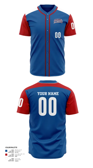 Full Button Baseball Jersey, Pascagoula Panthers, Baseball, Teamtime, Team time, sublimation, custom sports apparel, team uniforms, spirit wear, spiritwear, sports uniforms, custom shirts, team store, custom team store, fundraiser sports, apparel fundraiser