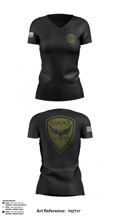 SWAT 37842893 Women's Short Sleeve V-neck Shirt - 6