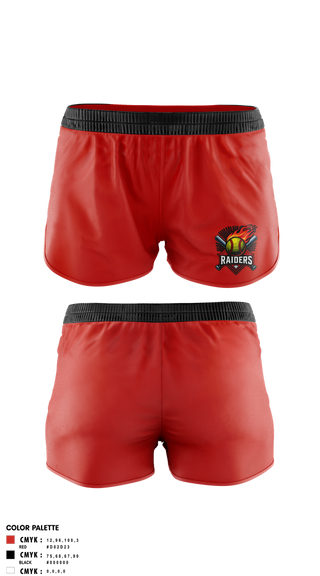 Womens Shorts, Raiders, Softball, Teamtime, Team time, sublimation, custom sports apparel, team uniforms, spirit wear, spiritwear, sports uniforms, custom shirts, team store, custom team store, fundraiser sports, apparel fundraiser