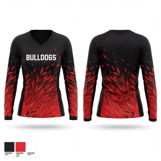 Womens Long Sleeve Vneck Shirt, Bulldogs, Baseball, Teamtime, Team time, sublimation, custom sports apparel, team uniforms, spirit wear, spiritwear, sports uniforms, custom shirts, team store, custom team store, fundraiser sports, apparel fundraiser