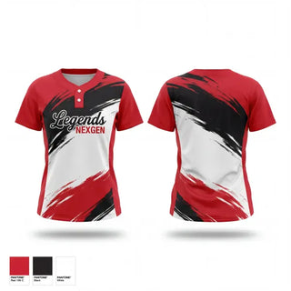 Two Button Softball Jersey, Legends, Softball, Teamtime, Team time, sublimation, custom sports apparel, team uniforms, spirit wear, spiritwear, sports uniforms, custom shirts, team store, custom team store, fundraiser sports, apparel fundraiser